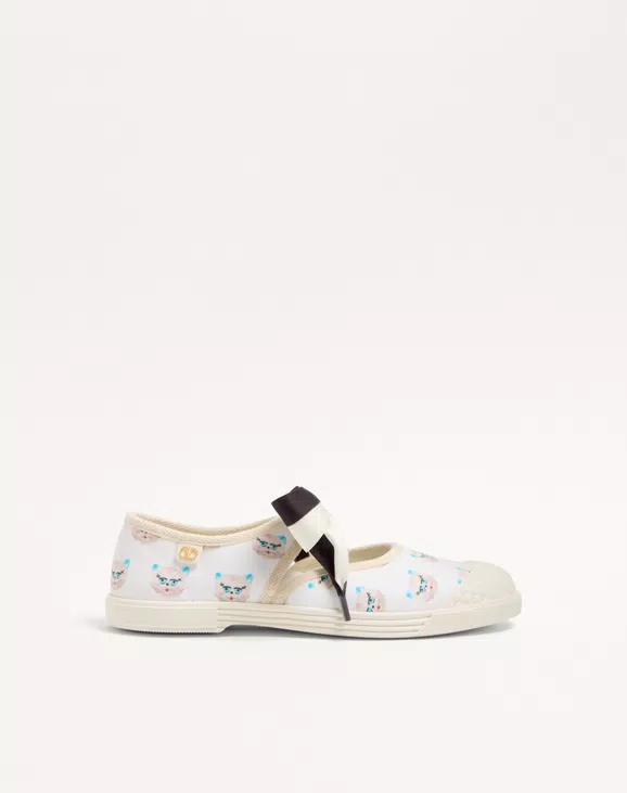 Valentino Bay By Bay Ballerina Fabric Sneaker With Le Chat De La Maison Print - Image 1